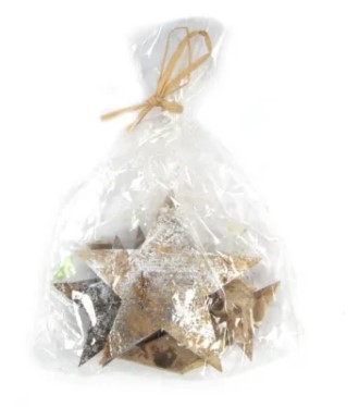 DECO Coconut shell stars 5-7 cm patina silver 4pcs