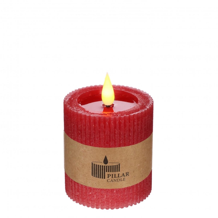 Kaars LED Stomp rib d07*7.5cm ex.AAA