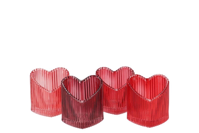 <h4>Love Hearts Red Mix Structure Striped T-light Ass 7x8cm Nm</h4>