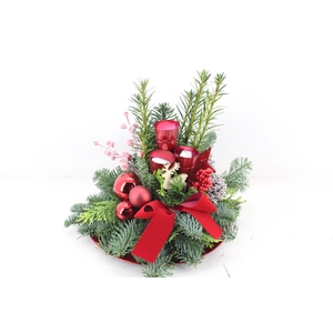 arr5 Kerst PL - Plate Rood 3 kandelaar