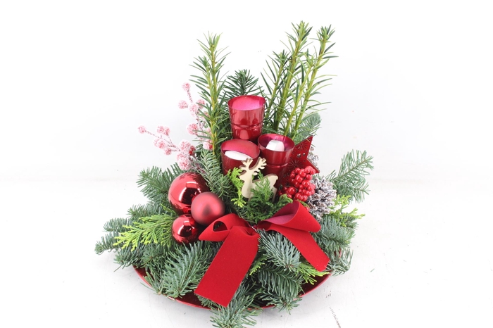 <h4>arr5 Kerst PL - Plate Rood 3 kandelaar</h4>