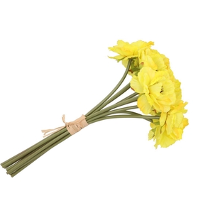 Silk Poppy Bouquet Yellow 9x 33cm Nm