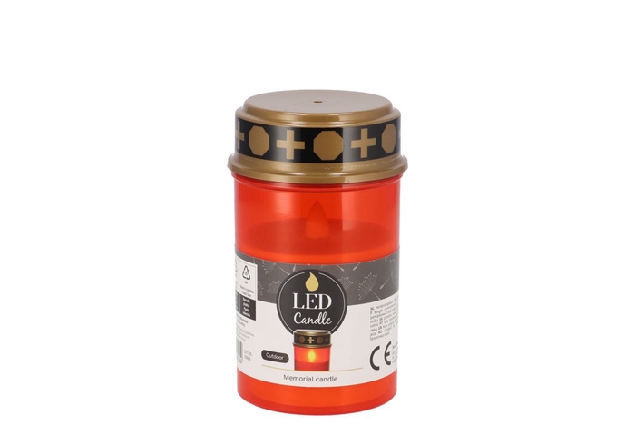 Candle Grave Red 8x8x13cm