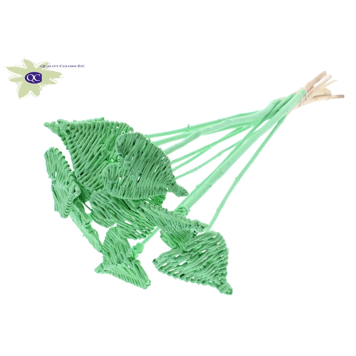 <h4>Lata Heart 8cm on stem Hat type Covered Mint Green</h4>