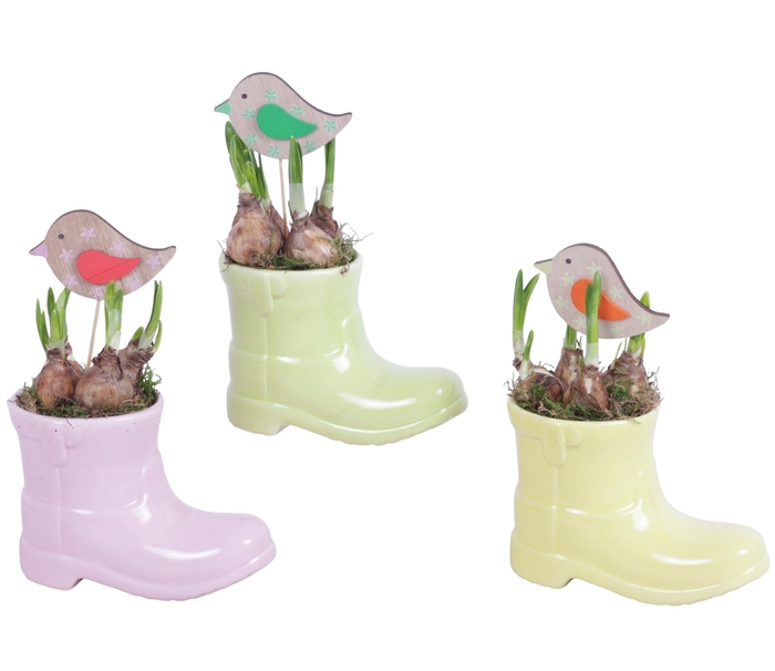 <h4>Early Spring Arr. Narcis Ceramic Boot Gr/Pi/Ye Ø20cm 1PP</h4>