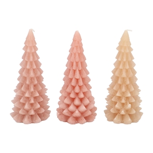 Candle Frosty X-mas Tree Warm Sand Mix 9x20cm Ass