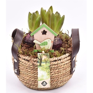 Touwmand met leer handv.16-18cm