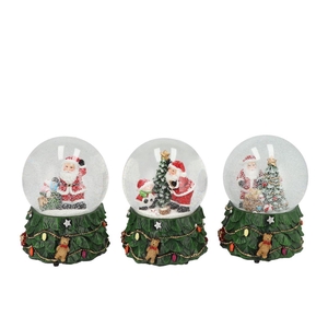 Glowy Green X-mas Santa Globe Ass 12x12x15cm