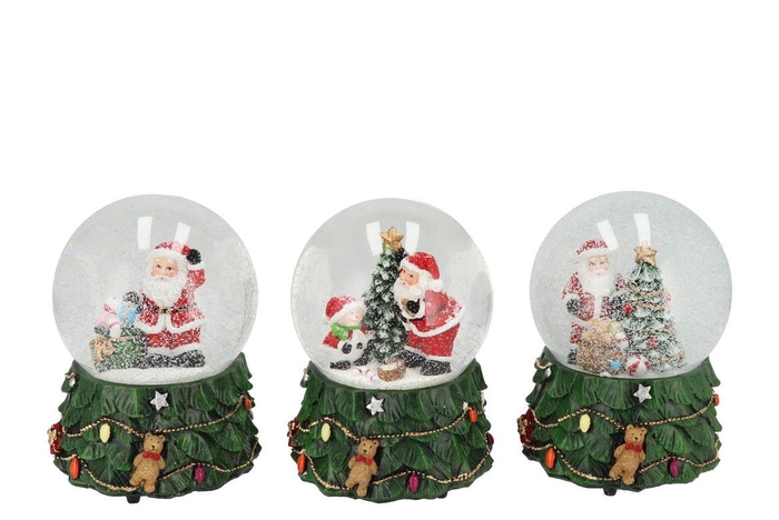 Glowy Green X-mas Santa Globe Ass 12x12x15cm
