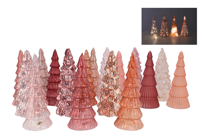 <h4>Twinkle Sweets Pink Mix Glass Tree Lights Ass 9x22cm Nm</h4>