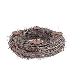 Wreath Birch Tree Whitewash With Candlestick 50x12