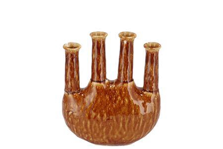 <h4>Inga Jahra Brown Vase Oval Tube Active Glaze 23x10</h4>