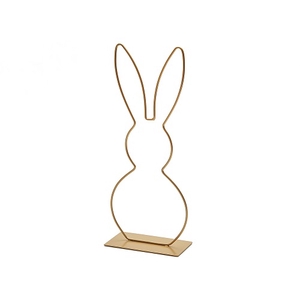 METAL RABBIT ON BASE 50CM GOLD