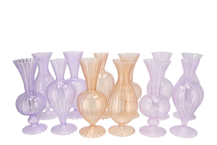 <h4>Sunny Dreamy Pastel Mix Glass Vase Ass 12x12x28cm</h4>