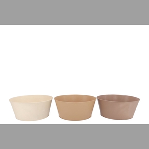 Zinc Natural Brown Mix Bowl Striped Ass 28x12x22cm