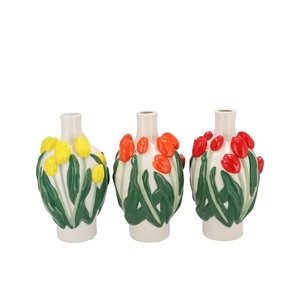 Isa Dutch Orange/yellow/red Vase Neck Tulip Ass 16x16x26cm