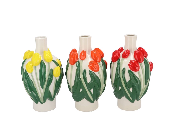 <h4>Isa Dutch Orange/yellow/red Vase Neck Tulip Ass 16x16x26cm</h4>