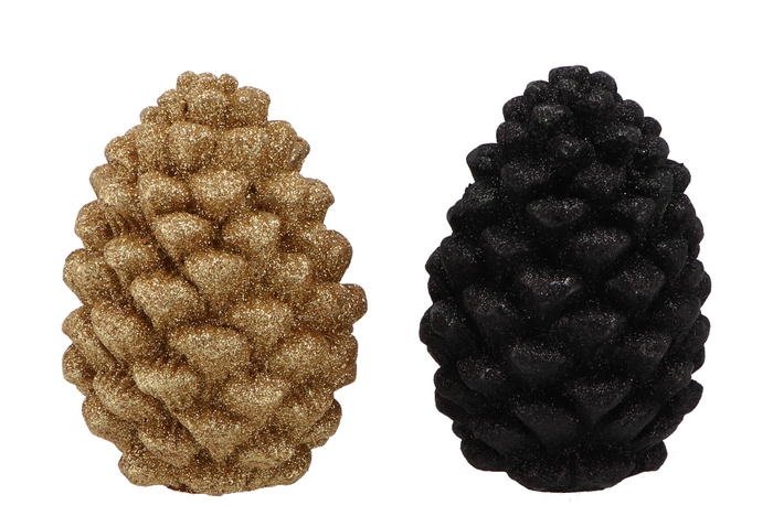 Jingle Gold/black Pinecone Ass 9x9x13cm Nm