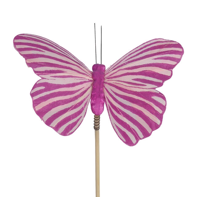 Pick butterfly Spring 7x11cm + 50cm stick purple