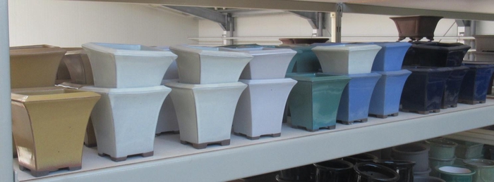 <h4>Bonsai pot square green, beige or blue, glazed (12x12x12)</h4>