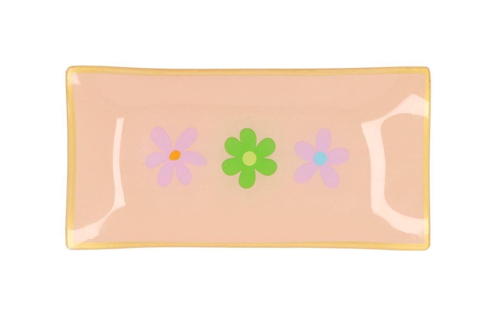 Plate Rectangle Flowers 20x10x2cm