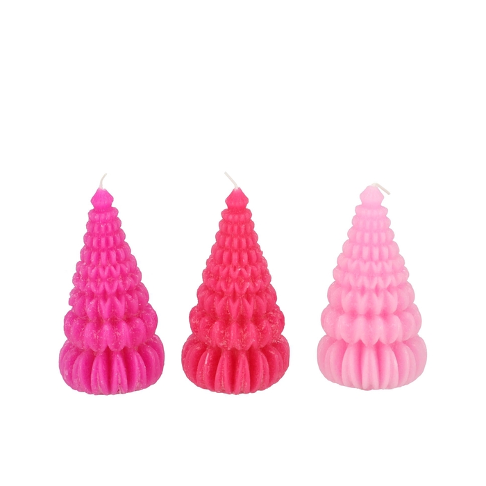 <h4>Candle Frosty Pagoda Tree Jolly Pink Mix Ass 7x14cm Ass</h4>