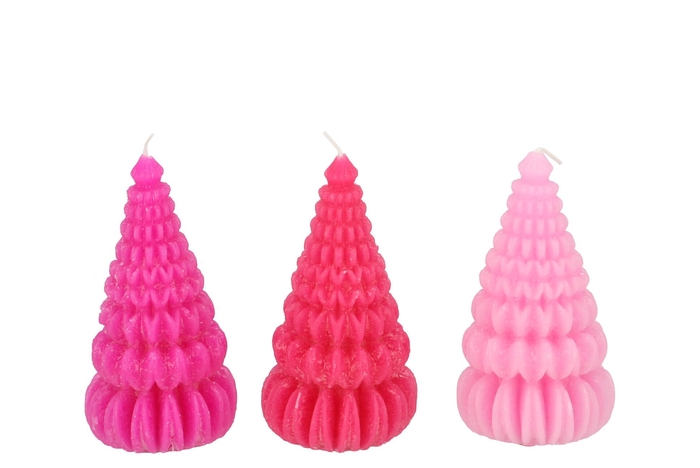 Candle Frosty Pagoda Tree Jolly Pink Mix Ass 7x14cm Ass Nm