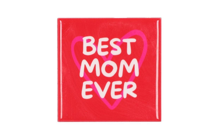 <h4>Tile Best Mom Ever Red 10x10x1cm</h4>