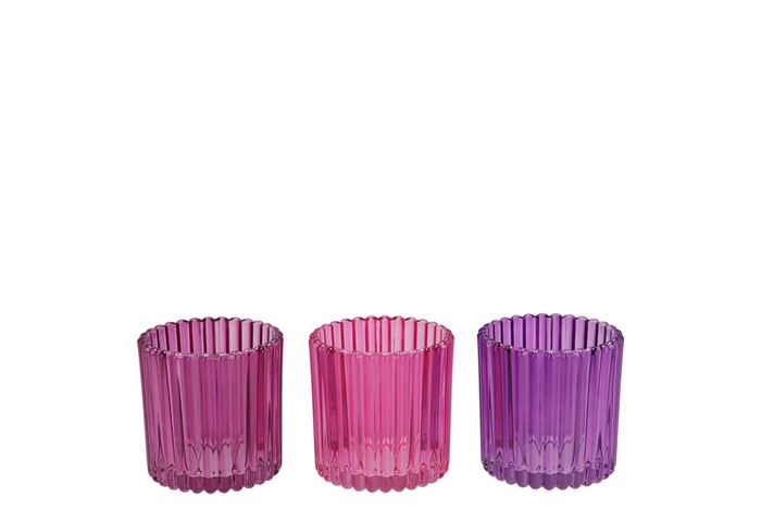 <h4>Roman Sky Purple Mix Glass Candle Holder Ass 8x8x8cm</h4>