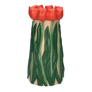 DF00-730380400 - Vase Tulips3 d11.3/12.5xh24.5 red/cream