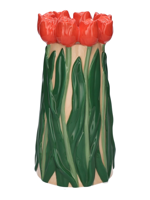 <h4>DF00-730380400 - Vase Tulips3 d11.3/12.5xh24.5 red/cream</h4>