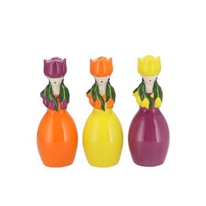 Lucy Dutch Orang/yel/purp Mix Vase Tulip Woman Ass