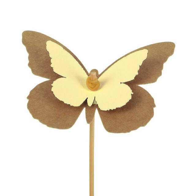 <h4>Pick butterfly kraft 7x9cm+50cm stick yellow</h4>
