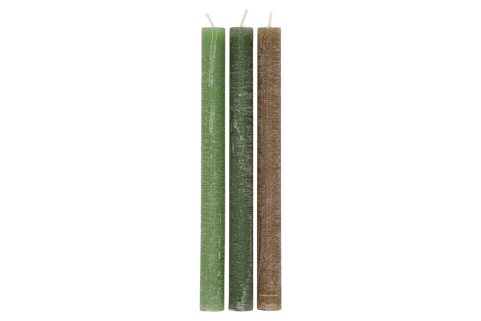 Frosty Green Mix Taper Candle 2x25cm