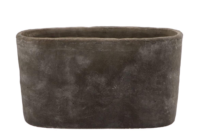 Iron Stone Grey Oval Pot 44x16x25cm