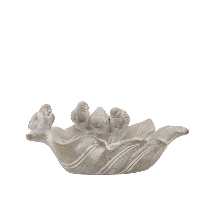 <h4>Concrete Bird Bowl Leaf 29x21x13cm</h4>