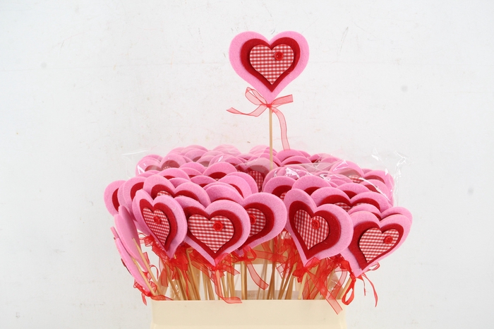 <h4>Stick Heart Felt Button Pnk/Rd</h4>