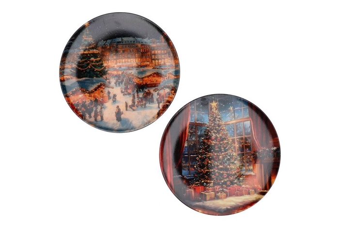 Melamine Print Multi Color Plate X-mas Tree Ass 33x33cm