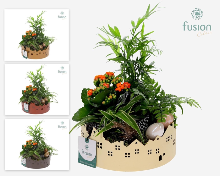 <h4>Zinken schaal Huisjes Medium met Pasen arrangement</h4>