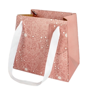 Bag Sweet Flowers kraft 19.5x11xH18cm pink 20/bag