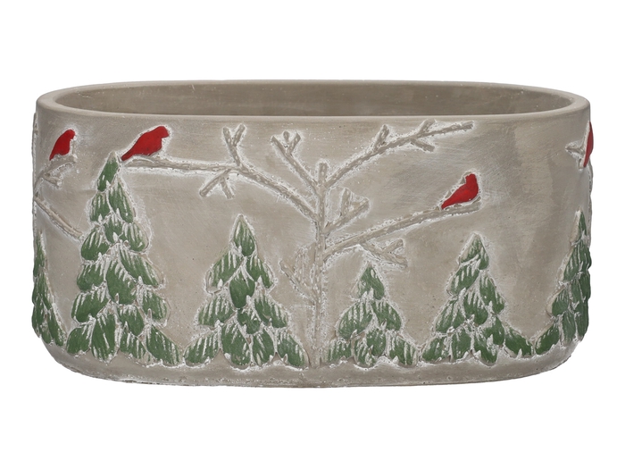 DF03-731200400 - Planter Red Bird 20.5x11.8x10 grey