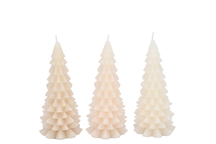 Candle Frosty X-mas Tree Cozy Sand Mix 6x12cm Ass