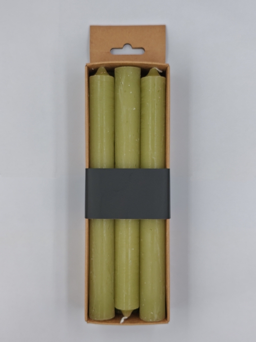 <h4>DF11-731275300 - Set/6 Dinner candle Lucian d2.2xh20 rustic green</h4>