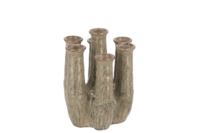 Inga Jahra Green Vase Tube Active Glaze 15x13x18cm