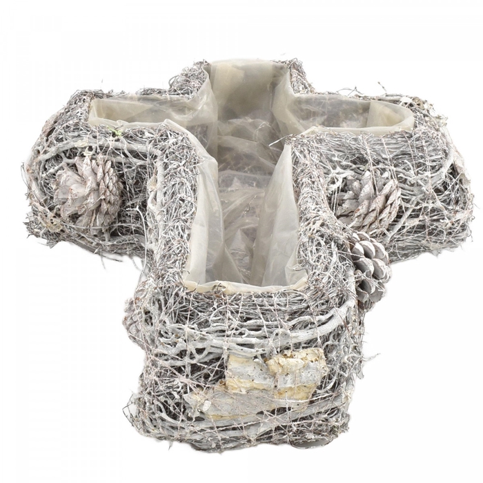 <h4>Allerheiligen Twijg planter kruis 40*28*8cm</h4>