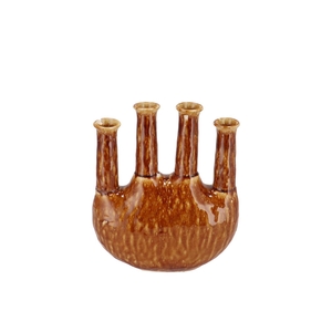 Inga Jahra Brown Vase Oval Tube Active Glaze 23x10x27cm