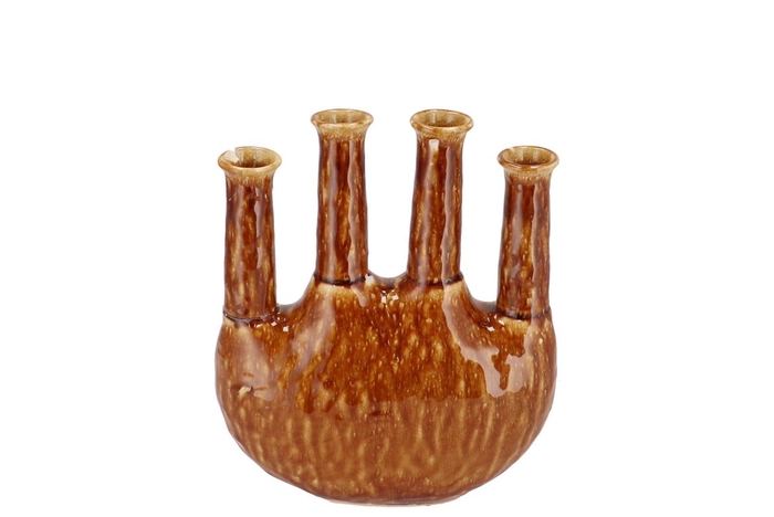 <h4>Inga Jahra Brown Vase Oval Tube Active Glaze 23x10x27cm</h4>