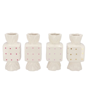 Candy Dots White Mix Vase Square Ass 8x8x18cm Nm