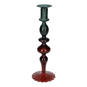 DF02-721060100 - Candle holder Aviance12 d5.5/9.2xh27.4 green/brown