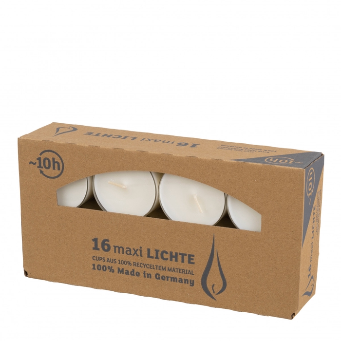 <h4>Kaars Theelicht maxi 10uur x16 clear</h4>